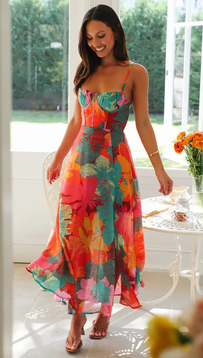 Kaitlyn – Stilvolles Sommer Kleid Mit Blumen Drucken Und Trägern
