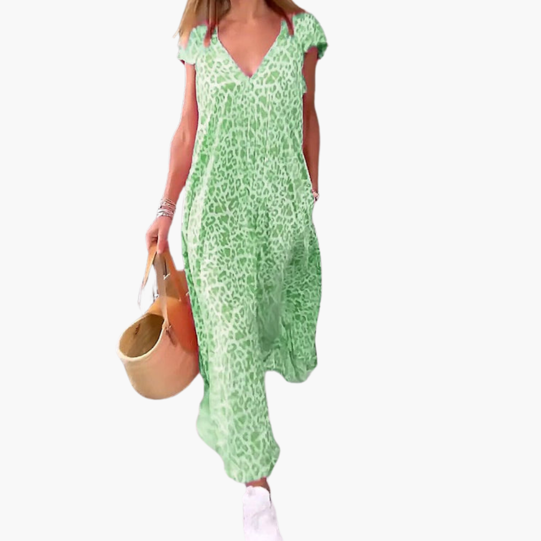 Leo Maxikleid für Damen – V-Ausschnitt und lockere Passform