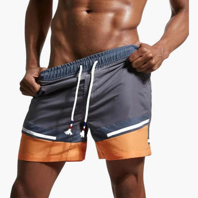 Gestreifte Badeshorts - Herren Schwimmshorts mit Kordelzug