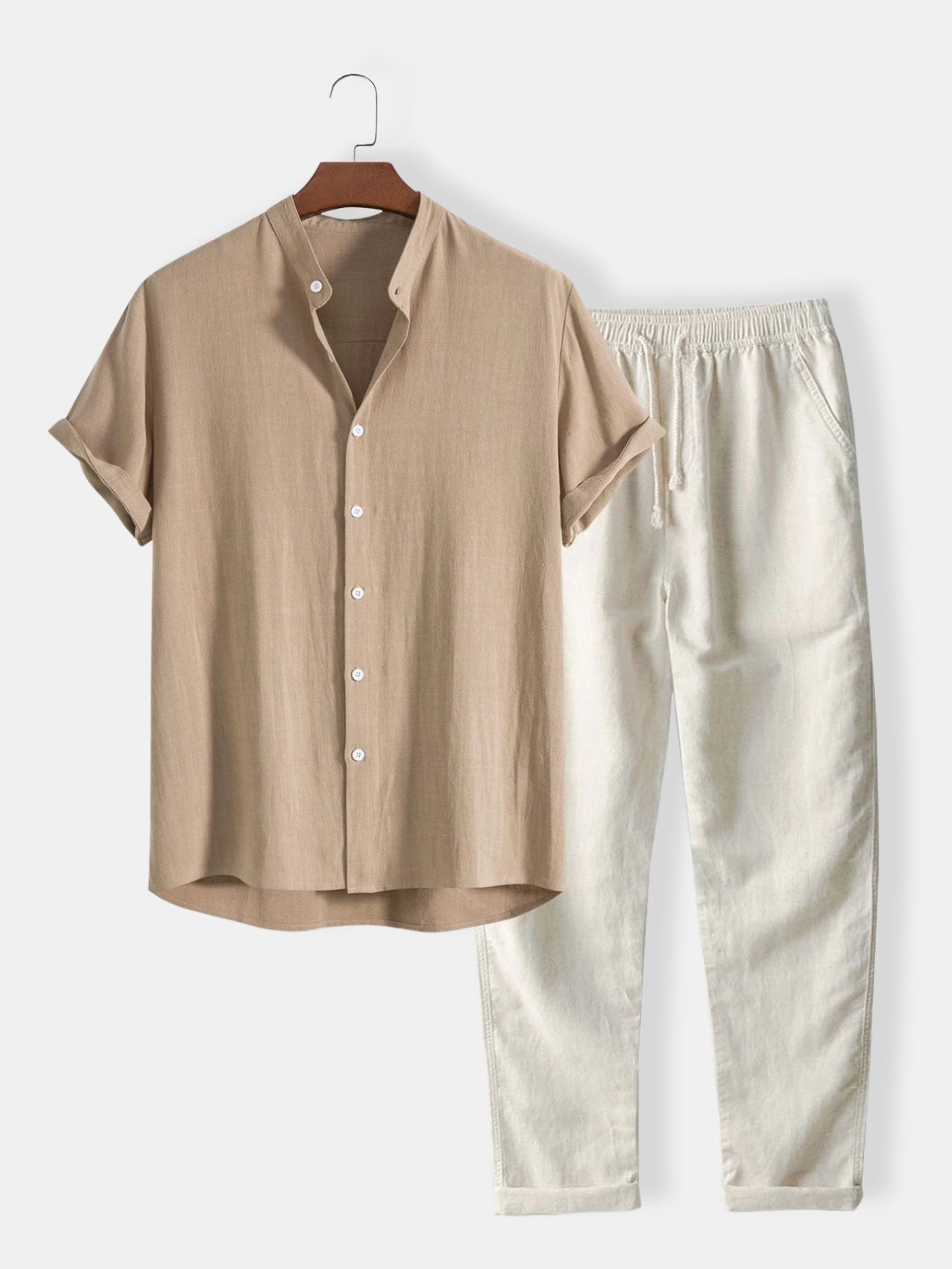 Herren Button Down Hemd Und Kordelzughose Set | Zweiteilig