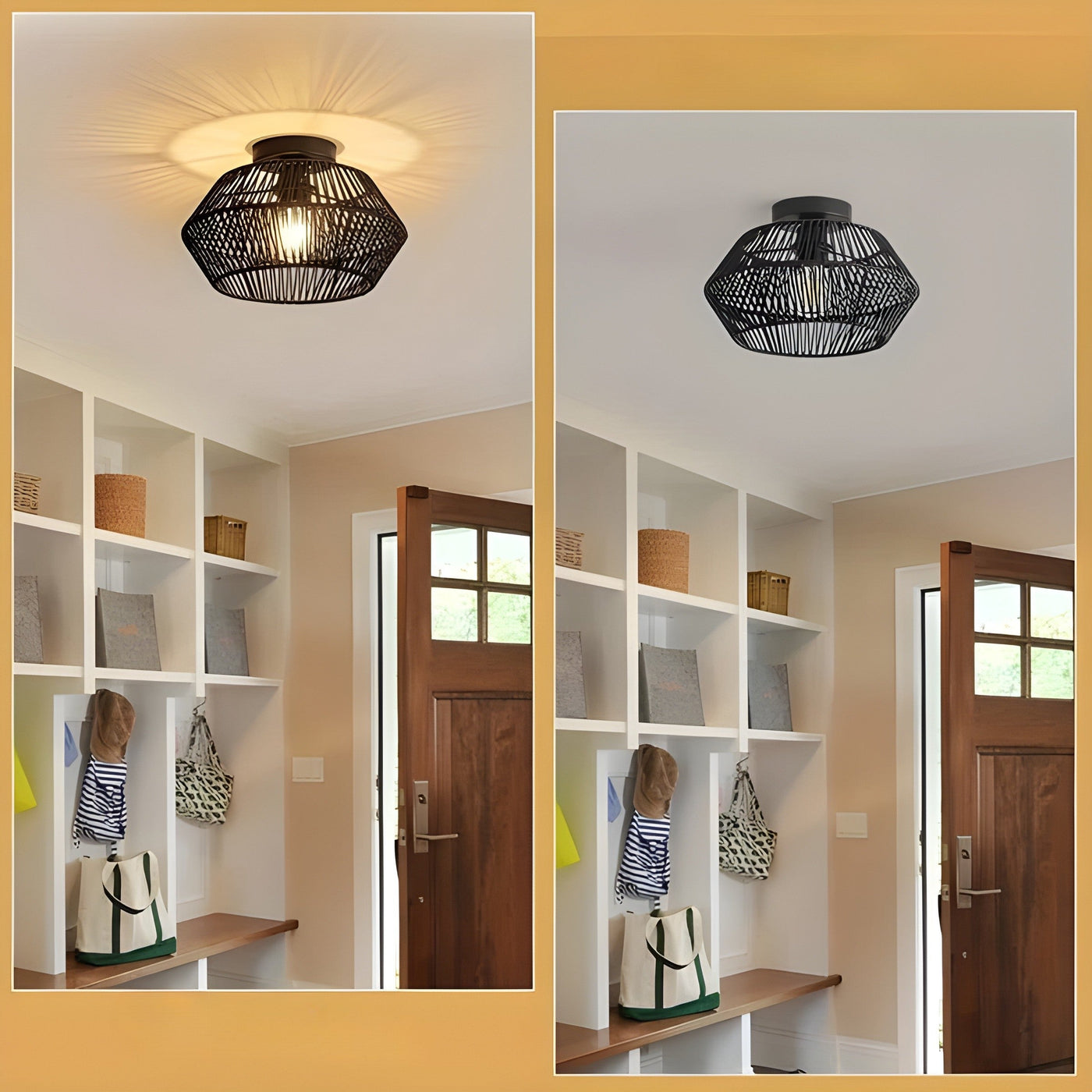 HavenWeave Light - Vintage LED Rattan Geflochtene Deckenleuchte