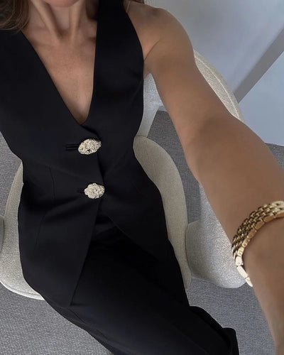 Dora Eleganz | Stilvolles Set aus ärmelloser Weste und Anzug