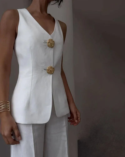 Dora Eleganz | Stilvolles Set aus ärmelloser Weste und Anzug