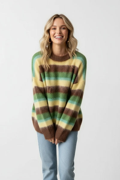 Mikah | Damen Gestreifter Strickpullover