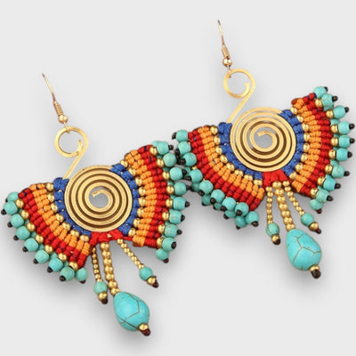 Isalda – Vintage Ohrringe mit Holz & Perlen