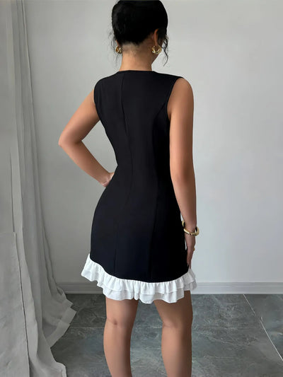 Flower Round Neck Sleeveless Dress