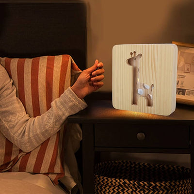 Kinder-Nachttischlampe aus Holz – Warmes Licht für ruhige Nächte