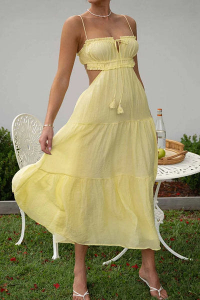 Cutout Square Neck Midi Cami Dress