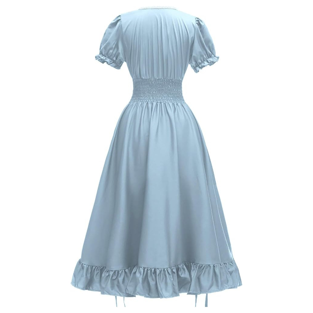 Ruffled Retro Style Women's Medieval Renaissance Dress