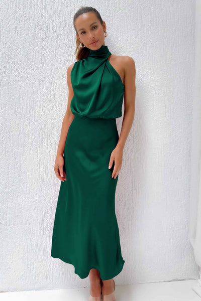 Verona | Elegantes langes Satinkleid mit Glanz