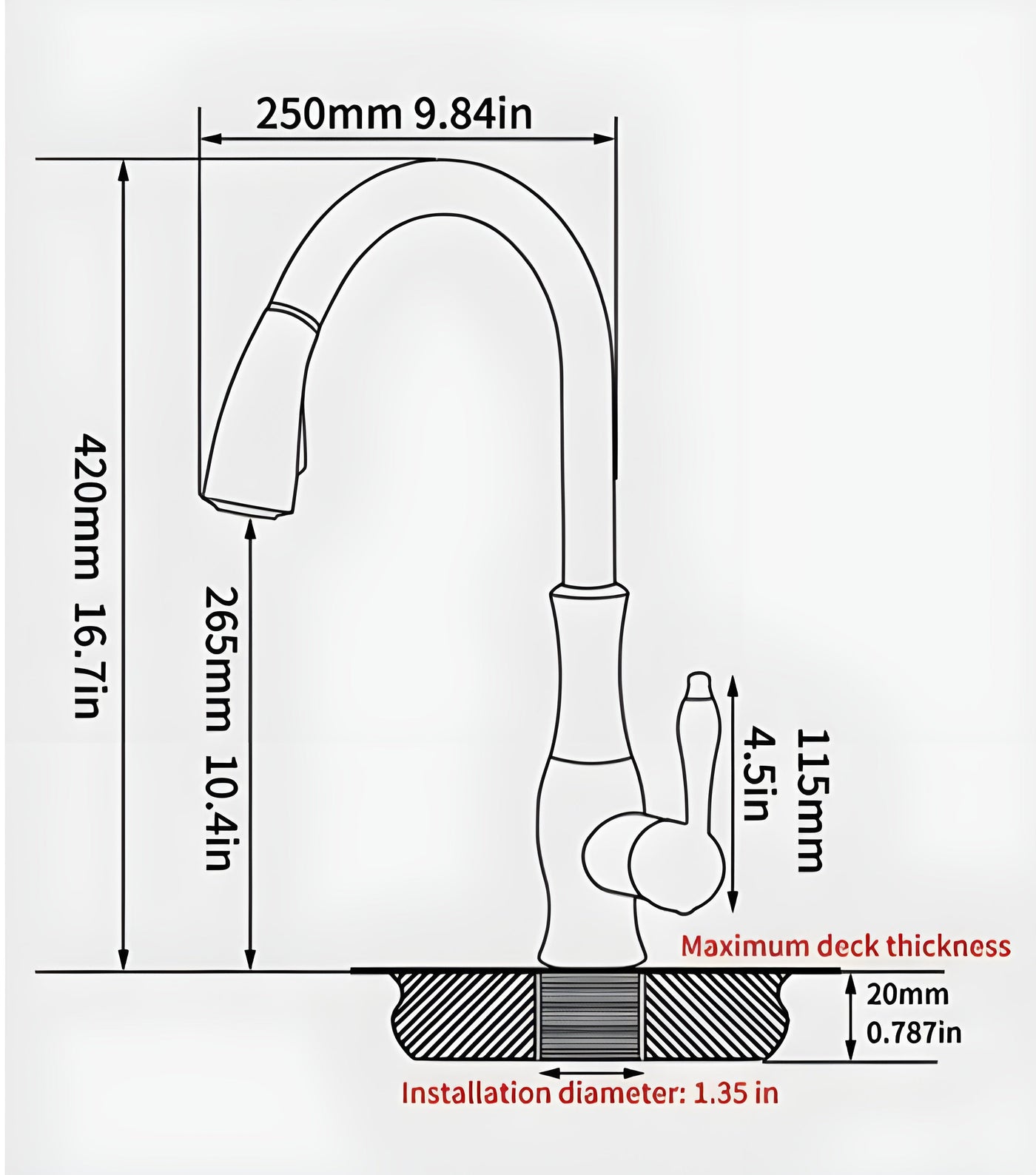 Küchenarmatur mit ausziehbarem Brausekopf – 360° drehbar | Ideal für Spüle und Abwasch