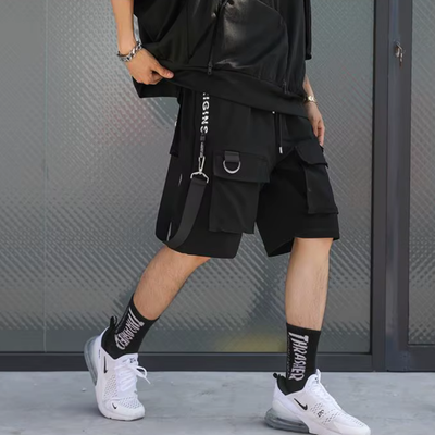 Ethord - Schwarze Cargo Shorts mit praktischen Details