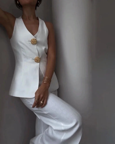 Dora Eleganz | Stilvolles Set aus ärmelloser Weste und Anzug