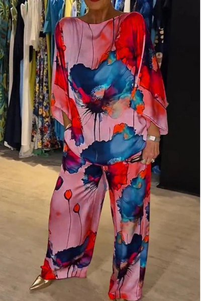 Langer Zweiteiler mit Muster für Damen