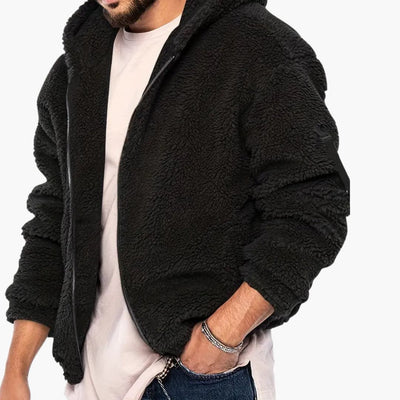 Herren Teddy jacke mit Reißverschluss und langen Ärmeln