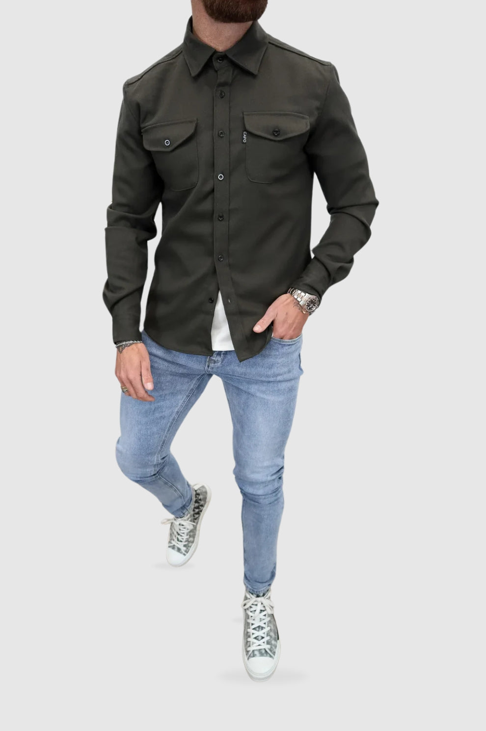 Herren Lässige Utility Button Down-Jacke | Warme