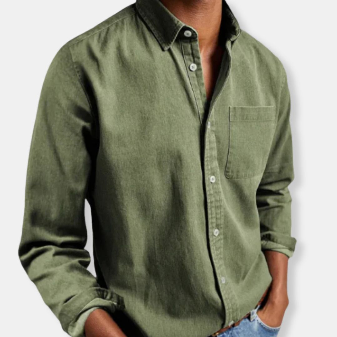 Herren Knopf Daunen Lässig Hemd | Langarm