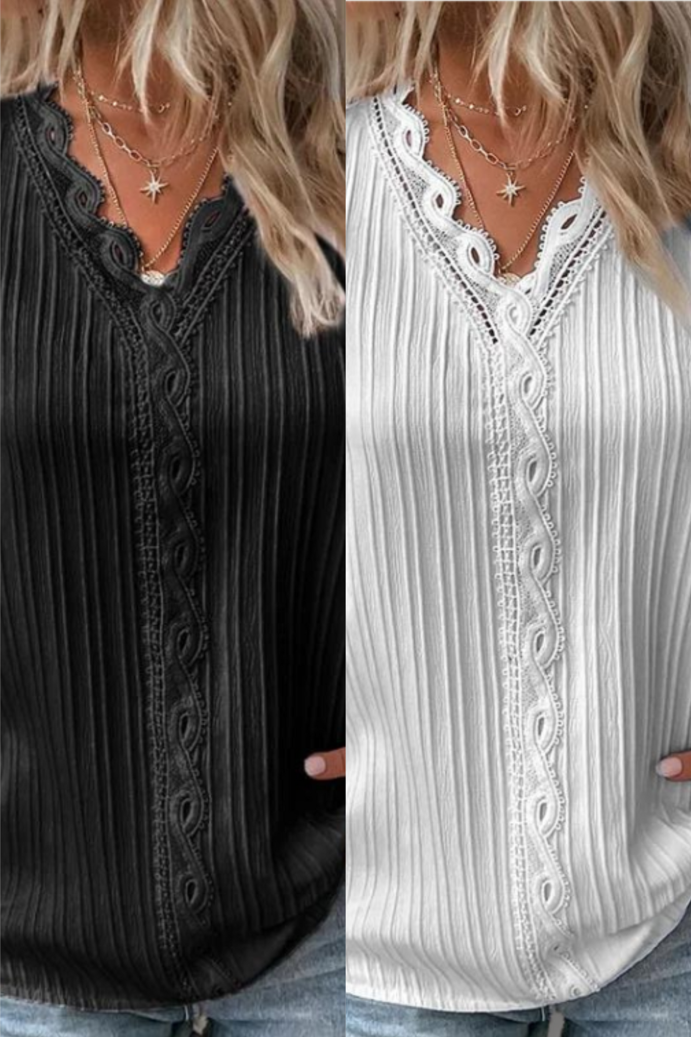 Heidi-Mode | Stilvolles V-Ausschnitt Spitzenoberteil