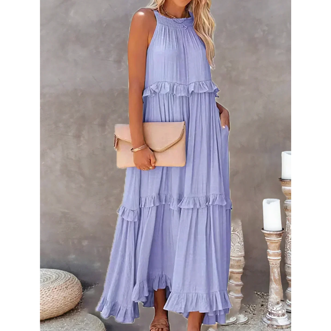 Damen Ausgestelltes ärmelloses Kleid | Maxi