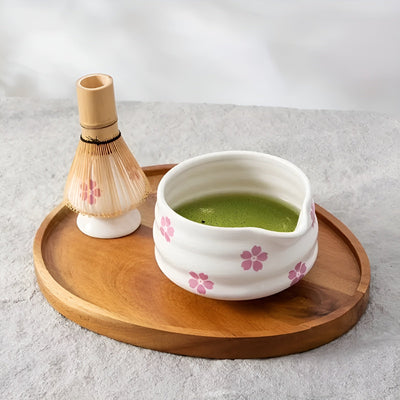 Matcha-Set mit 5 Teilen – Japanisches Teeservice mit Teeschale, Bambusbesen & Sieb