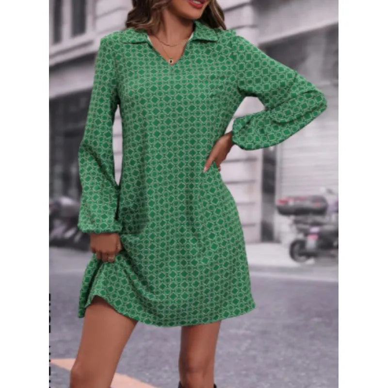 Hazel | Langärmeliges bedrucktes Kleid