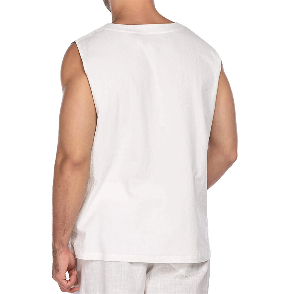 Medieval Pirate Style Linen Cotton Blend Drawstring Shirt