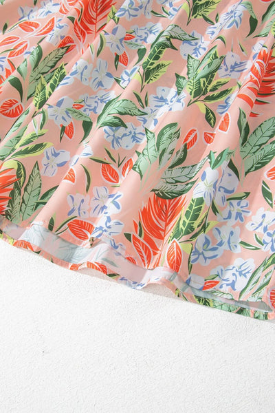 Floral Smocked Square Neck Puff Short Sleeve Midi Dress