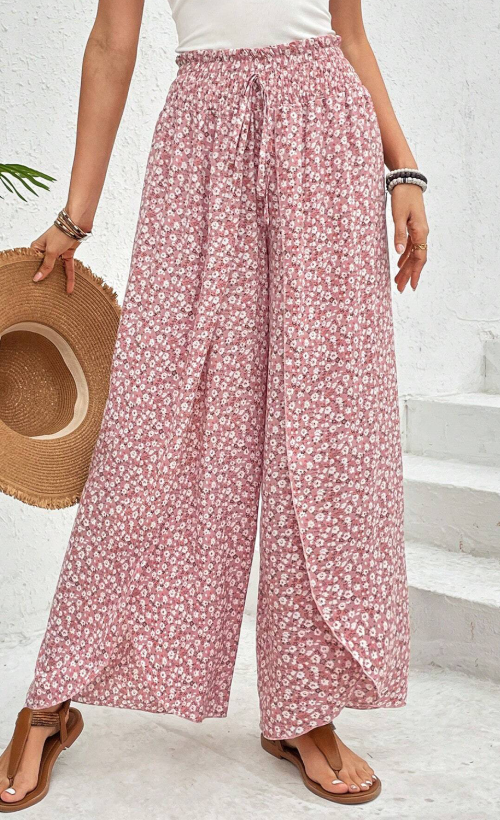 Slit Printed Wide leg Pants