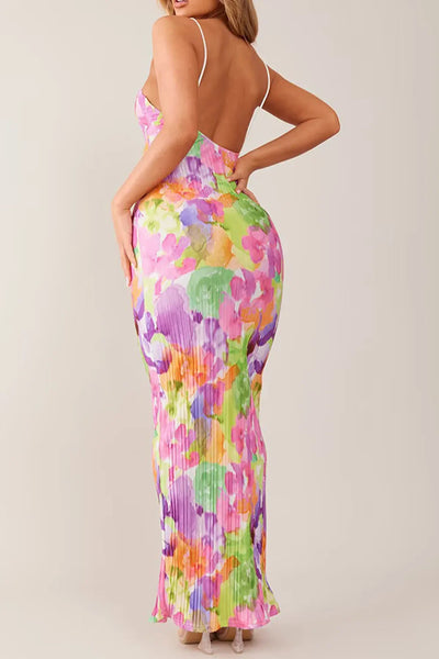 Backless Printed Maxi Cami Dress