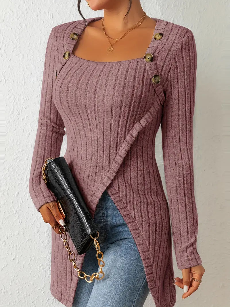 Julia | Asymmetrisches Top mit Knöpfen und Rippstruktur