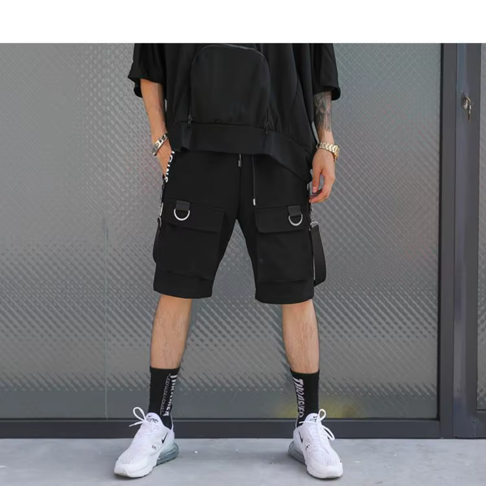 Ethord - Schwarze Cargo Shorts mit praktischen Details