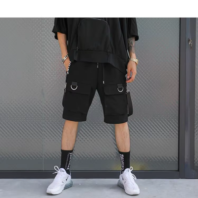 Ethord - Schwarze Cargo Shorts mit praktischen Details