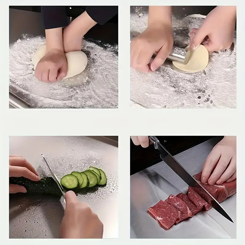 Doppelseitiges Schneidebrett aus Edelstahl – Rutschfest & Hygienisch | Perfekt für die Küche