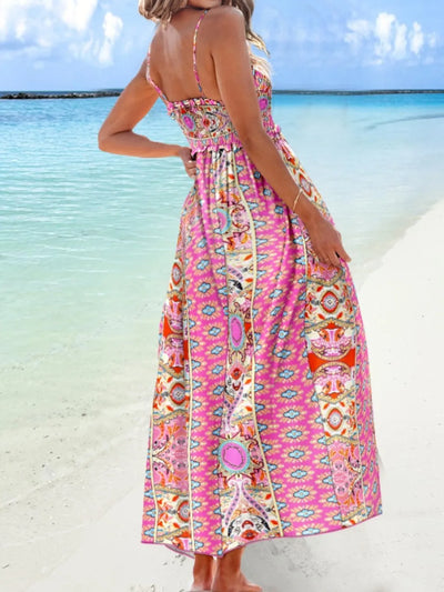 Printed Smocked Maxi Cami Dress