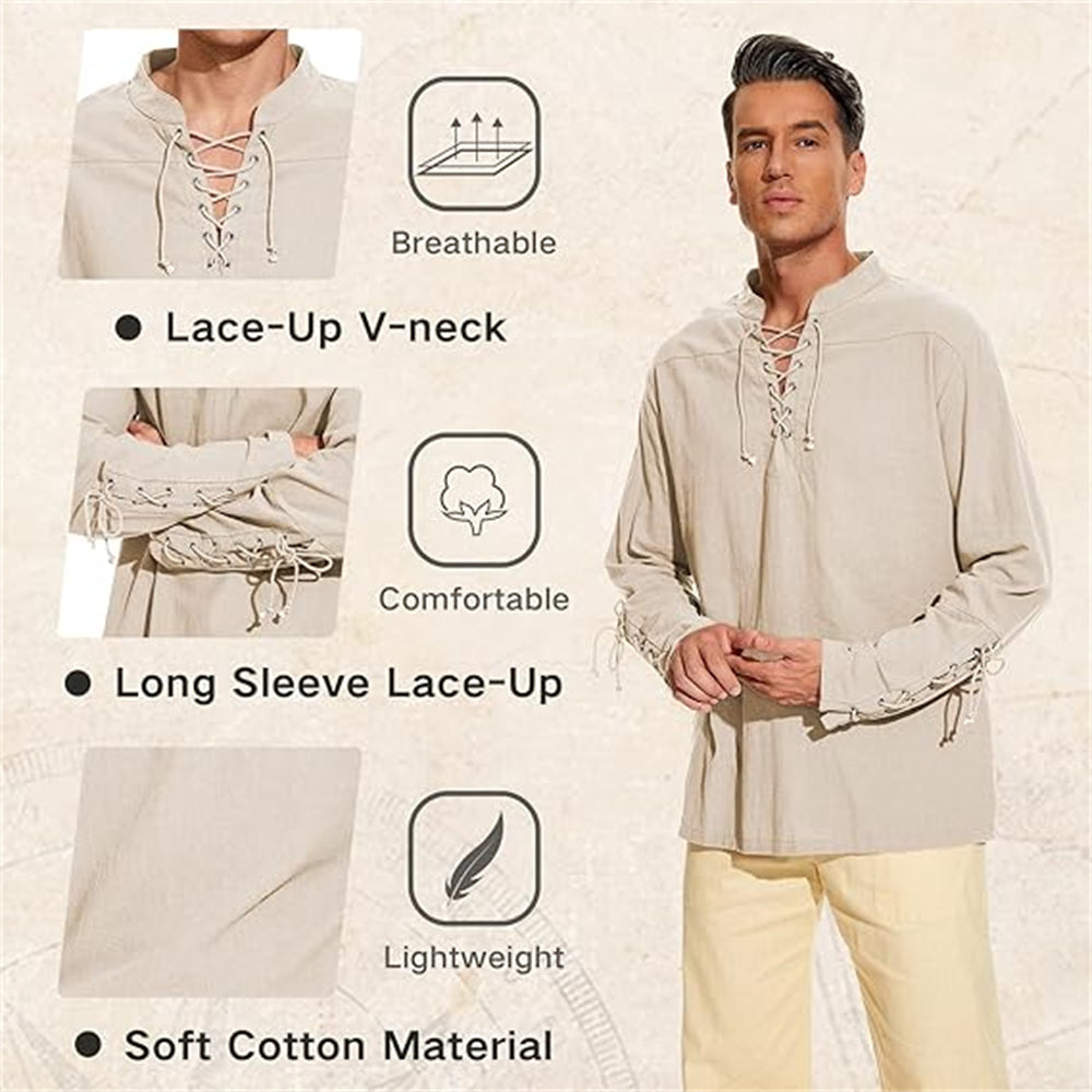 Pirate Style Lace-up Design Shirt