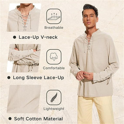 Pirate Style Lace-up Design Shirt