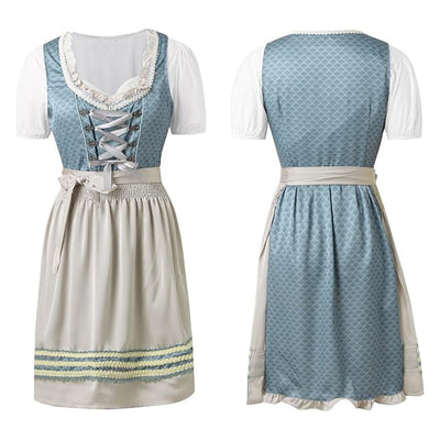 Oktoberfest 3-Piece Lace-up Dirndl with Apron & Blouse
