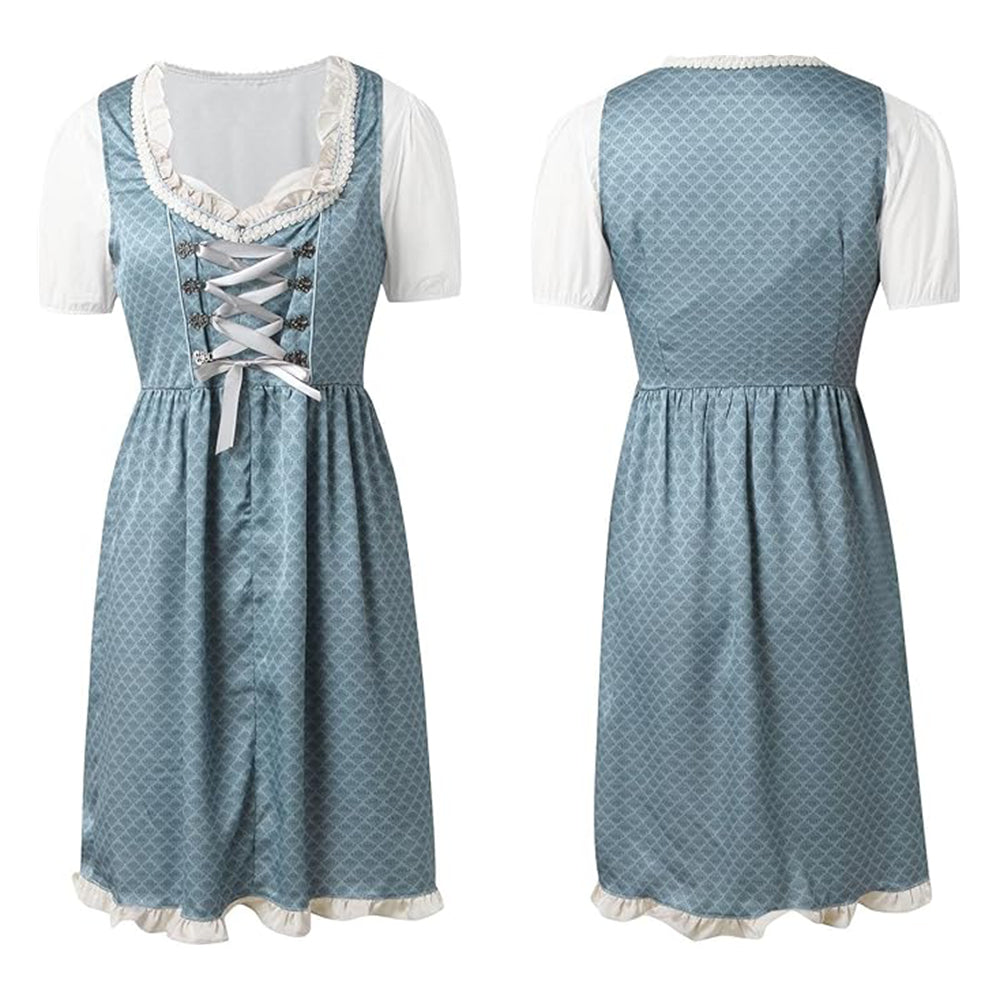 Oktoberfest 3-Piece Lace-up Dirndl with Apron & Blouse