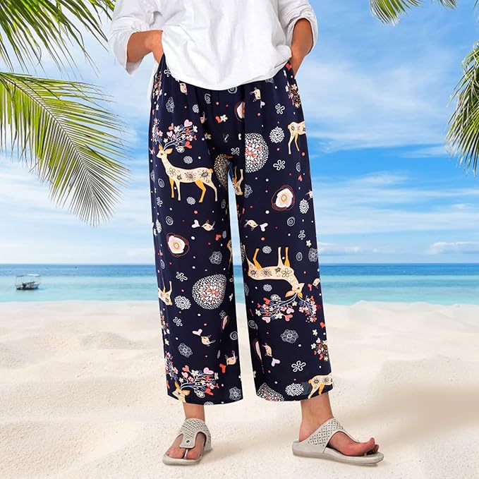 Eve's Comfort | Verspielte Cropped Pyjamahose mit Rentier-Design