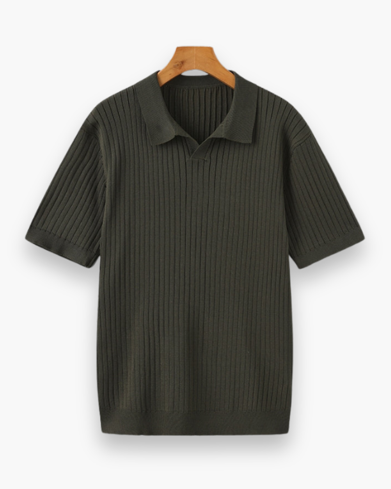 Herren Elegantes Geripptes Poloshirt | Klassisch