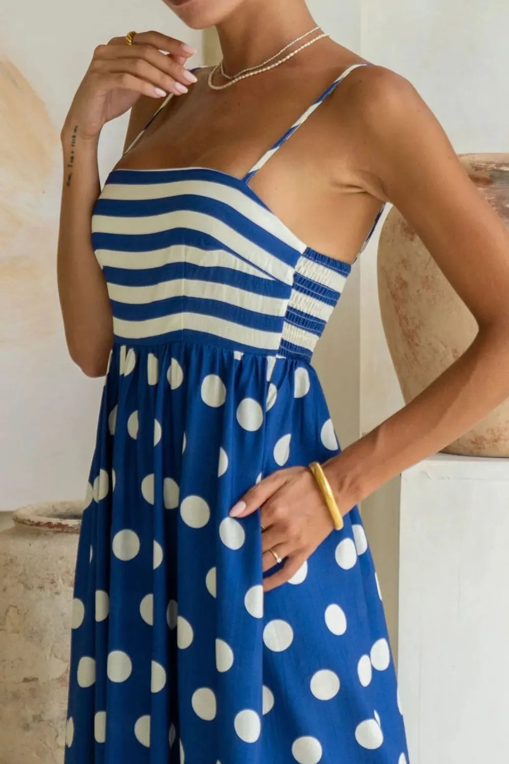 Polka Dot Square Neck Cami Dress
