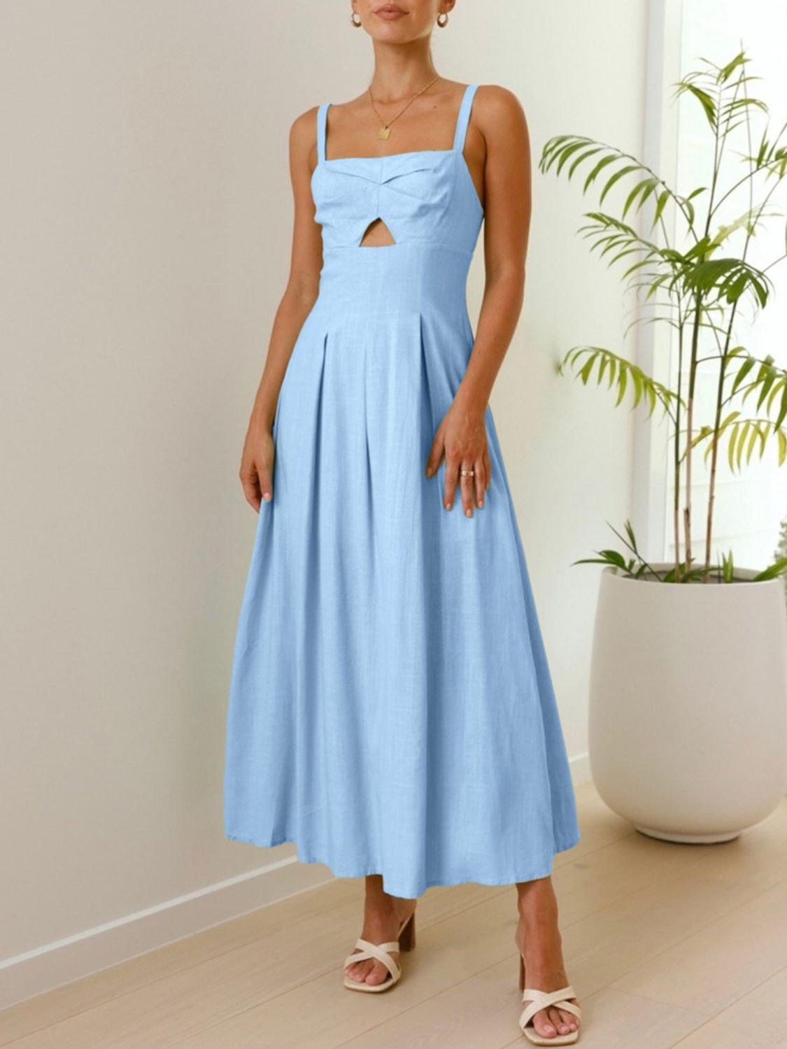 Devine Cutout Square Neck Cami Dress