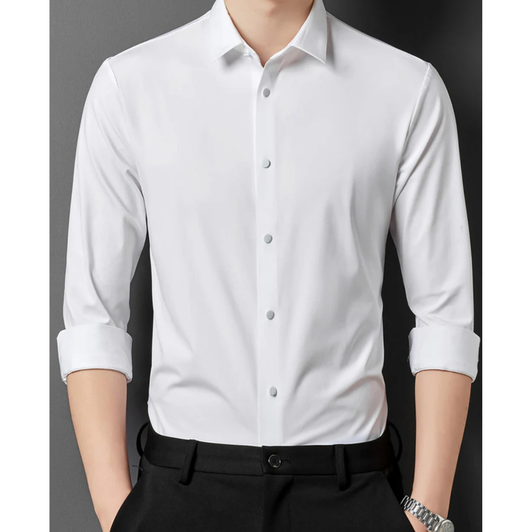 Herren Schlank Passform Kleid Hemd | Knopf Daunen