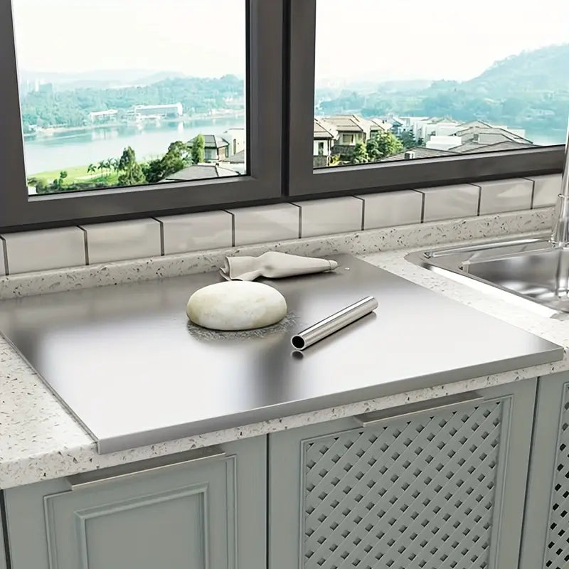 Doppelseitiges Schneidebrett aus Edelstahl – Rutschfest & Hygienisch | Perfekt für die Küche