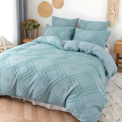 GridLuxe Duvet Set - Ganzjährig Getuftete Gitterbettwäsche