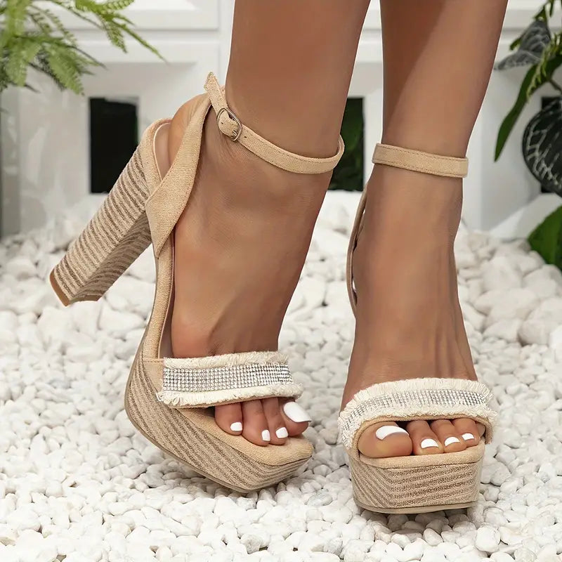 Heidi-Mode | Casuale Pailletten Hohe Absätze Sandalen