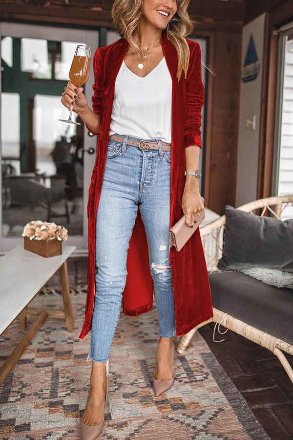 Heidi-Mode | Stilvolle Samt Lange Jacke