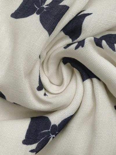 Bow Print Tie Shoulder Dress