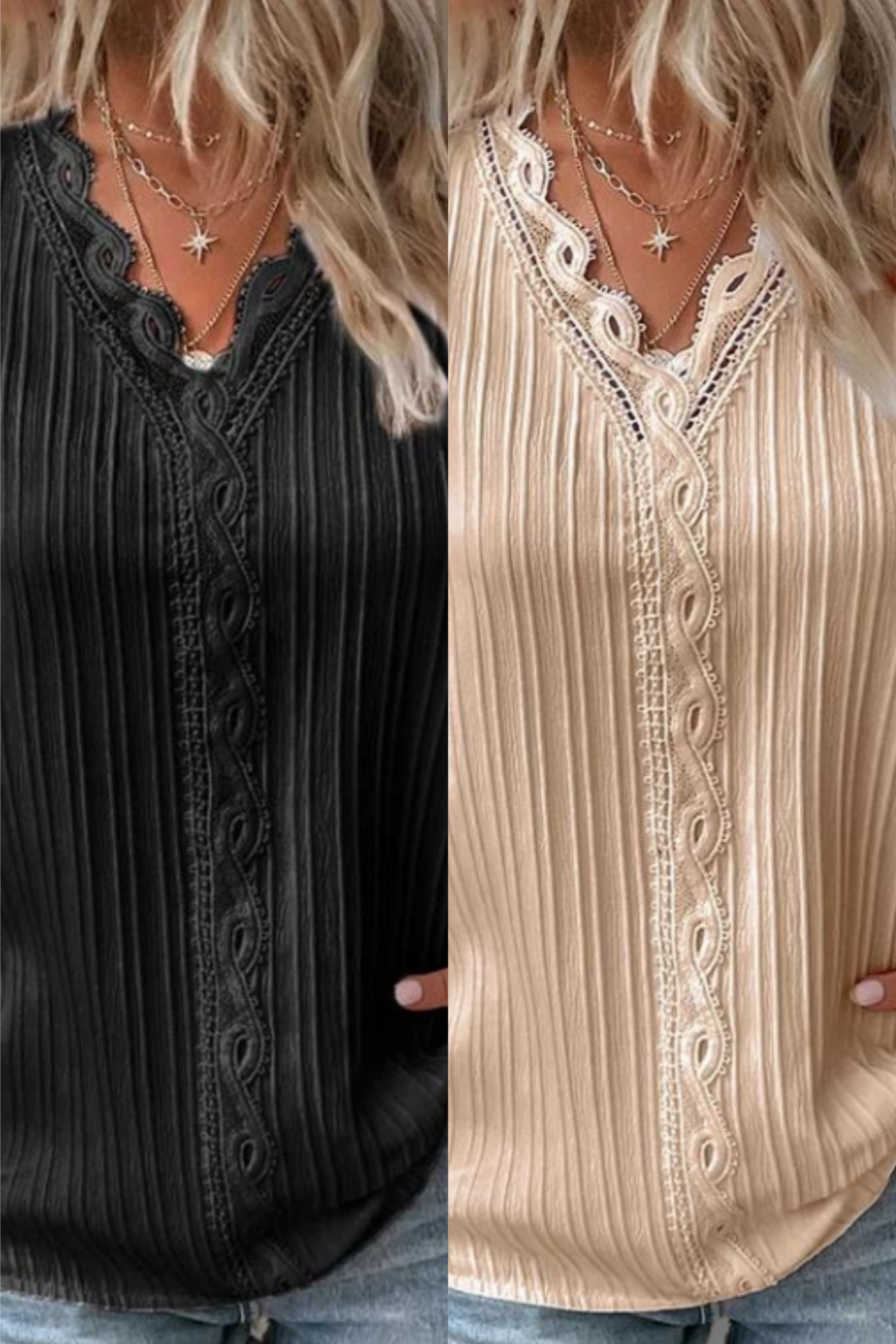 Heidi-Mode | Stilvolles V-Ausschnitt Spitzenoberteil