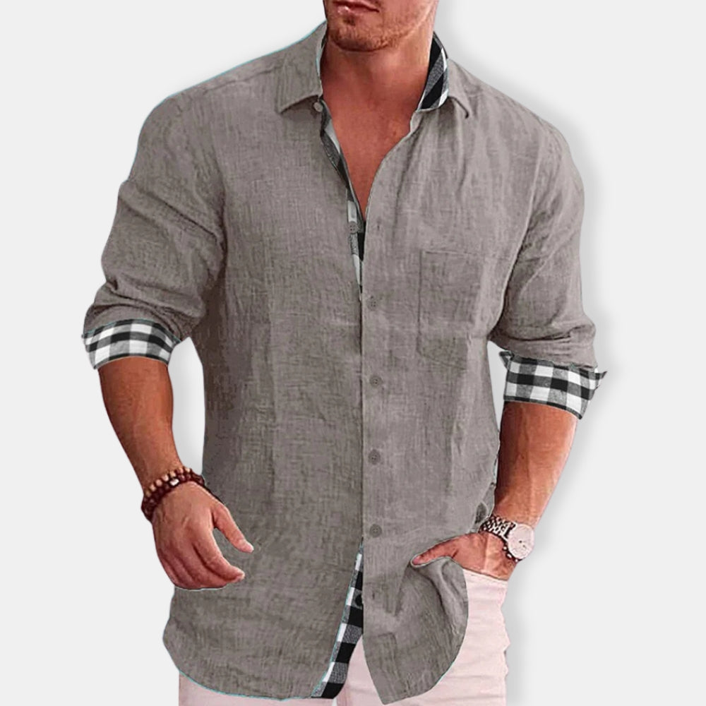 Herren Lässig Knopf Daunen Hemd | Langarm